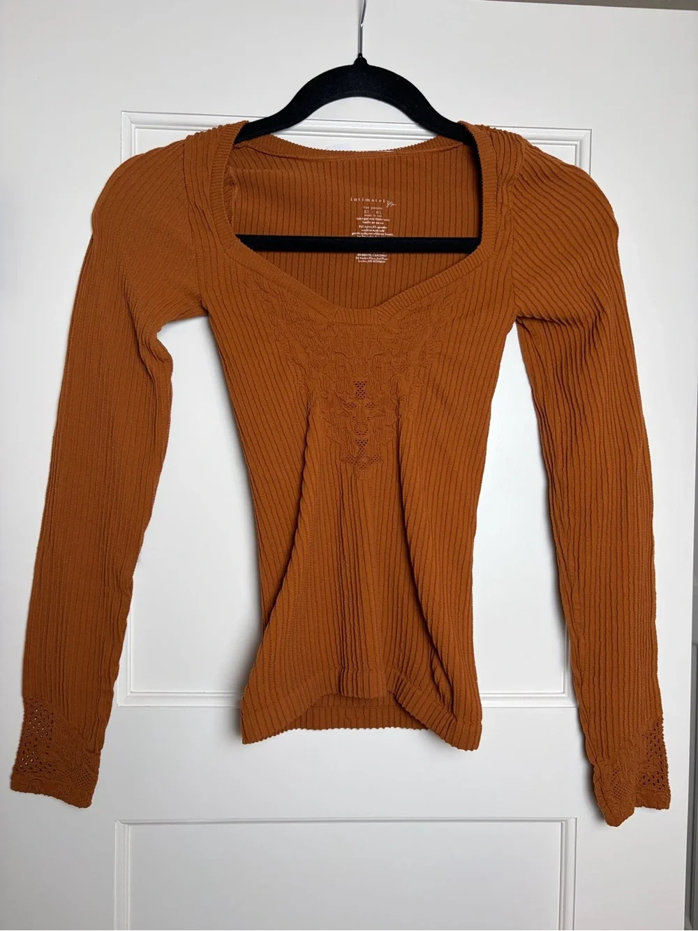 Free People Intimately Brown Dynamic Dup Long Sleeve Top (Med)